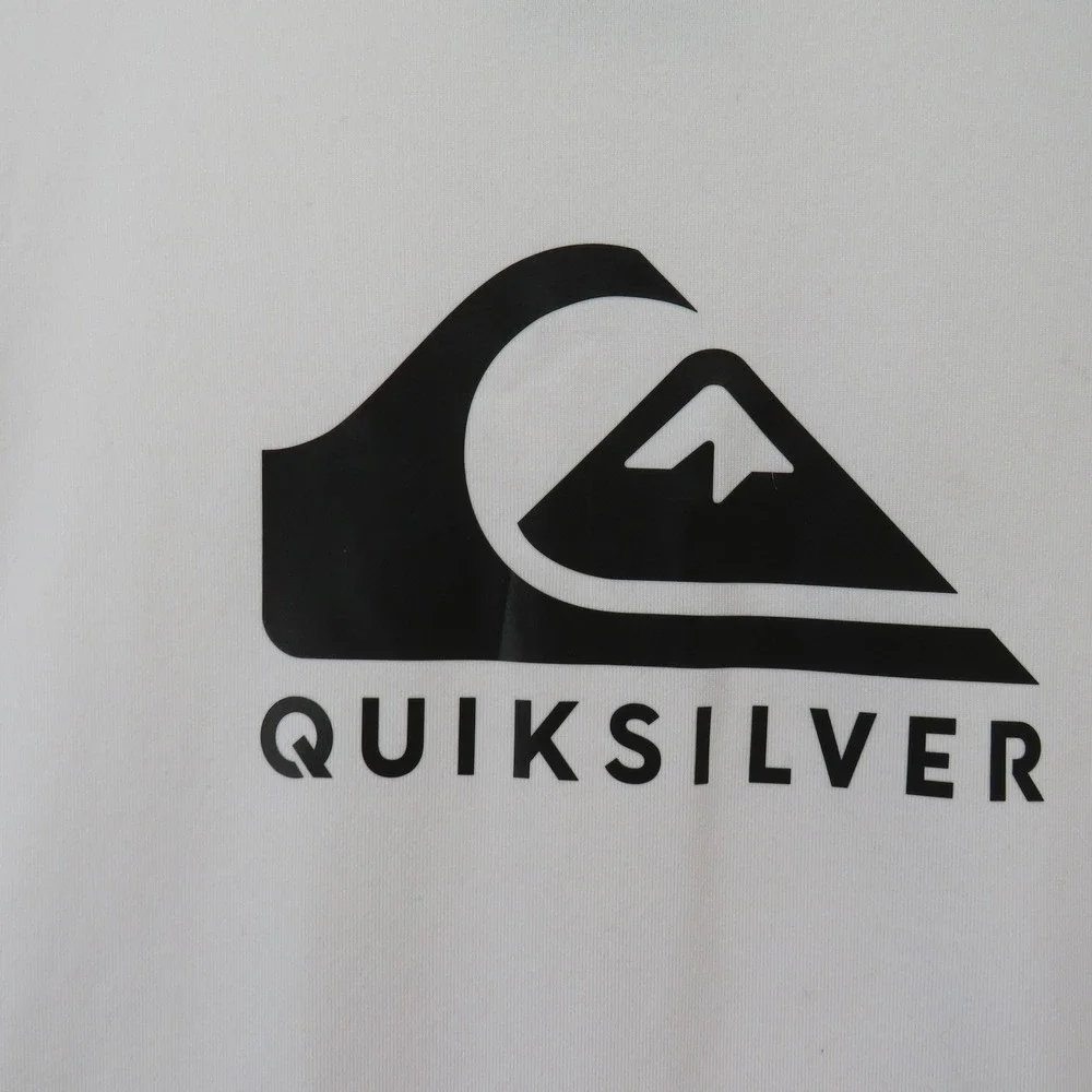 Quiksilver Mens Rash Guard White Short Sleeve Surf Shirt XXL Moisture Wicking